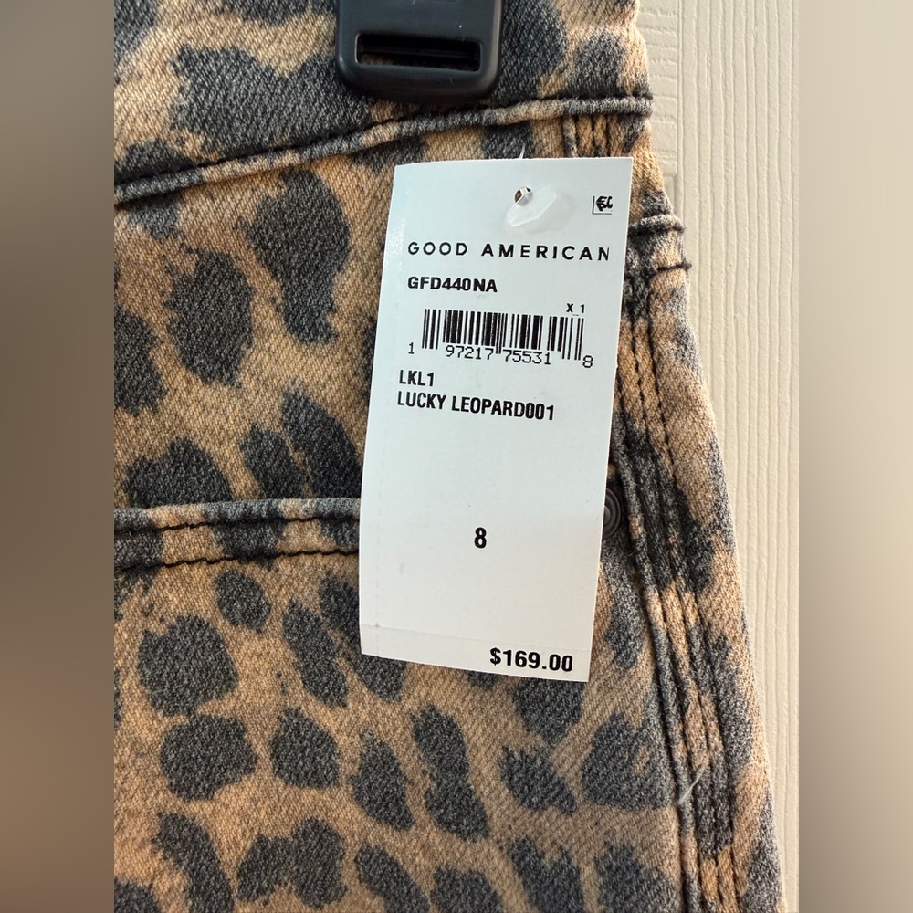 Good American Kick Flare Leopard Jeans-Size 8-NWT - Picture 6 of 13